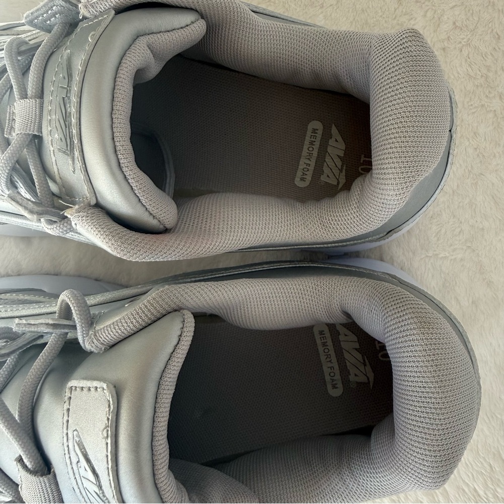 Avia Silver Metallic Sleek Lace-Up Comfort Sneakers | Size 10 - Picture 8 of 12